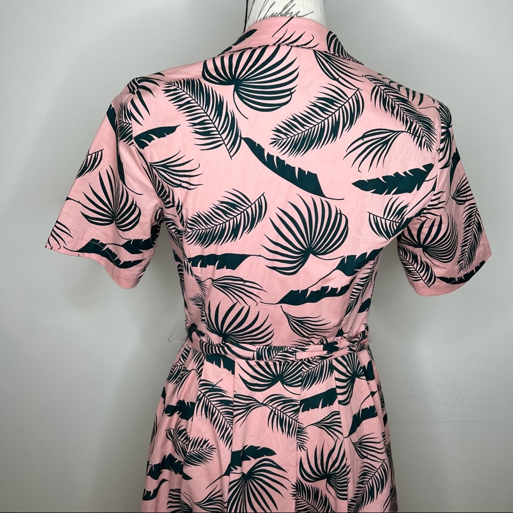 Boden Pink Palm-Print Shirt Dress - Picture 7 of 10